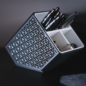 Geometric Black and White Desk Organizer